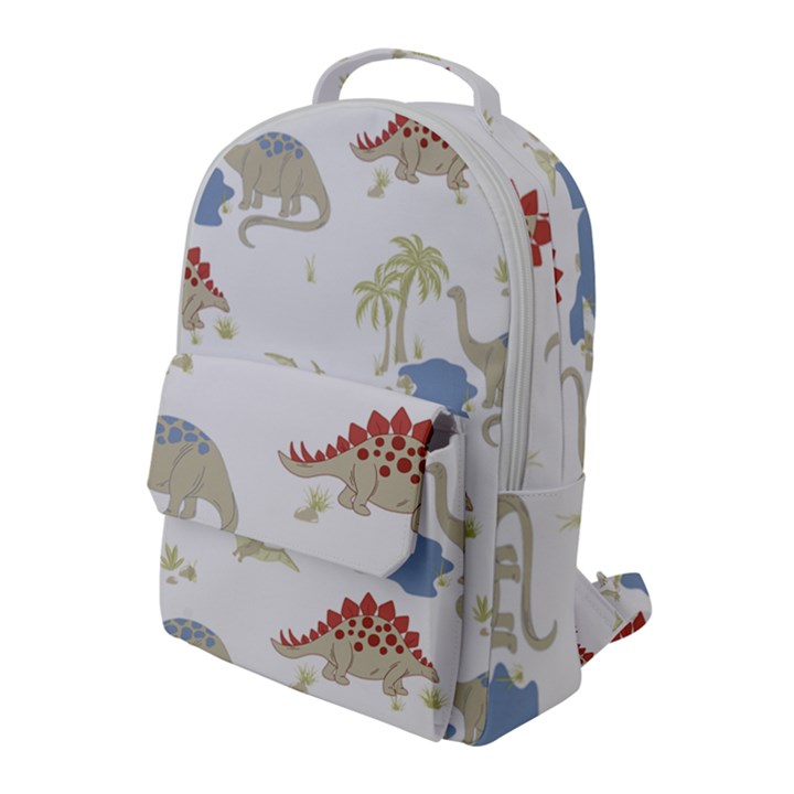 Dinosaur animal Art Pattern Flap Pocket Backpack (Large)