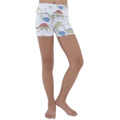 Dinosaur Animal Art Pattern Kids  Lightweight Velour Yoga Shorts