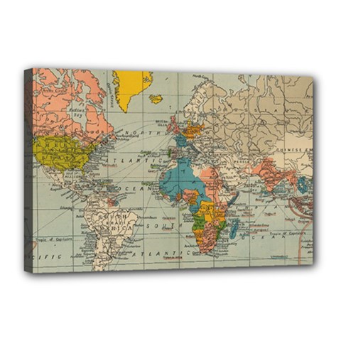 World Map Vintage Canvas 18  X 12  (stretched)