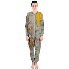 World Map Vintage Onepiece Jumpsuit (ladies)  by BangZart