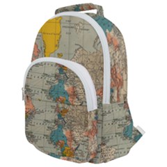 World Map Vintage Rounded Multi Pocket Backpack