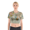 World Map Vintage Cotton Crop Top View1