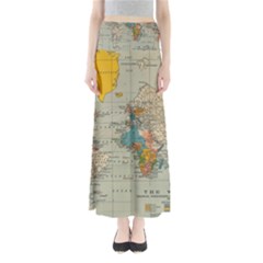 World Map Vintage Full Length Maxi Skirt