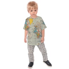 World Map Vintage Kids  Raglan Tee