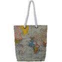 World Map Vintage Full Print Rope Handle Tote (Small) View1