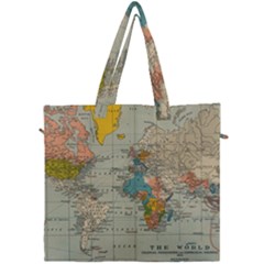 World Map Vintage Canvas Travel Bag