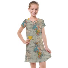 World Map Vintage Kids  Cross Web Dress