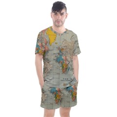 World Map Vintage Men s Mesh Tee And Shorts Set