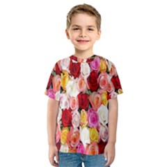 Roses Color Beautiful Flowers Kids  Sport Mesh Tee