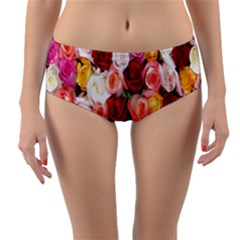 Roses Color Beautiful Flowers Reversible Mid-waist Bikini Bottoms