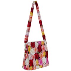 Roses Color Beautiful Flowers Zipper Messenger Bag by BangZart