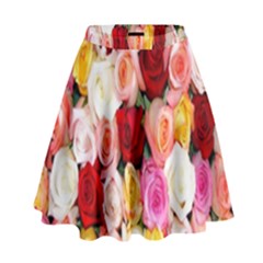 Roses Color Beautiful Flowers High Waist Skirt