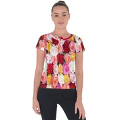 Roses Color Beautiful Flowers Short Sleeve Sports Top  by BangZart