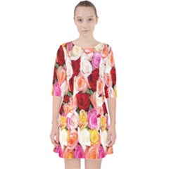 Roses Color Beautiful Flowers Pocket Dress