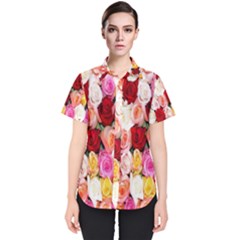 Roses Color Beautiful Flowers Women s Short Sleeve Shirt