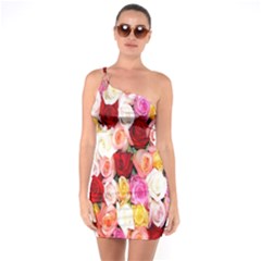 Roses Color Beautiful Flowers One Soulder Bodycon Dress