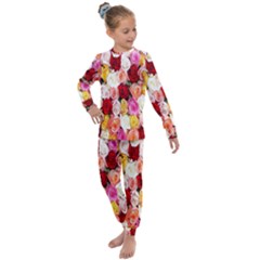 Roses Color Beautiful Flowers Kids  Long Sleeve Set 