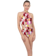 Roses Color Beautiful Flowers Halter Side Cut Swimsuit by BangZart