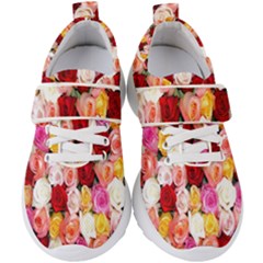 Roses Color Beautiful Flowers Kids  Velcro Strap Shoes