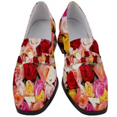 Roses Color Beautiful Flowers Women s Chunky Heel Loafers by BangZart