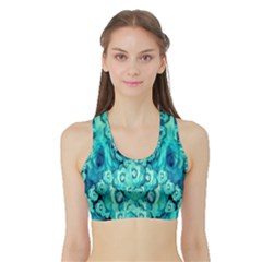 Happy Florals  Giving  Peace Ornate In Green Sports Bra With Border by pepitasart