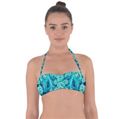 Happy Florals  Giving  Peace Ornate In Green Halter Bandeau Bikini Top by pepitasart