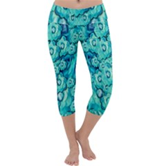 Happy Florals  Giving  Peace Ornate In Green Capri Yoga Leggings