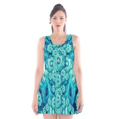 Happy Florals  Giving  Peace Ornate In Green Scoop Neck Skater Dress by pepitasart