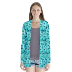 Happy Florals  Giving  Peace Ornate In Green Drape Collar Cardigan by pepitasart