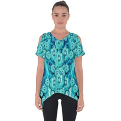 Happy Florals  Giving  Peace Ornate In Green Cut Out Side Drop Tee by pepitasart