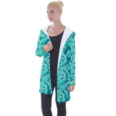 Happy Florals  Giving  Peace Ornate In Green Longline Hooded Cardigan by pepitasart