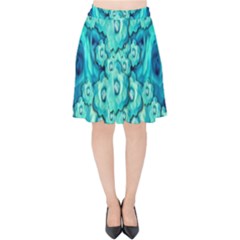 Happy Florals  Giving  Peace Ornate In Green Velvet High Waist Skirt by pepitasart