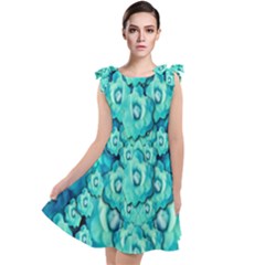 Happy Florals  Giving  Peace Ornate In Green Tie Up Tunic Dress by pepitasart