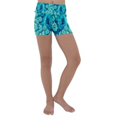 Happy Florals  Giving  Peace Ornate In Green Kids  Lightweight Velour Yoga Shorts by pepitasart