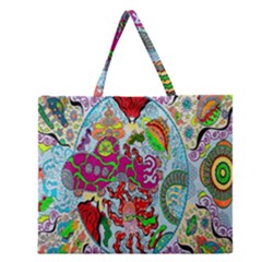 Supersonic Volcanic Splash Zipper Large Tote Bag by chellerayartisans