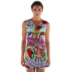 Supersonic Volcanic Splash Wrap Front Bodycon Dress by chellerayartisans