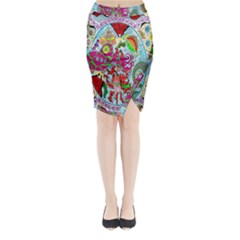 Supersonic Volcanic Splash Midi Wrap Pencil Skirt by chellerayartisans