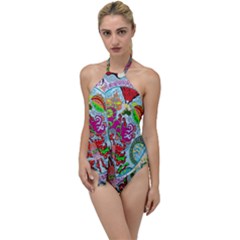 Supersonic Volcanic Splash Go With The Flow One Piece Swimsuit by chellerayartisans