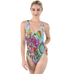 Supersonic Volcanic Splash High Leg Strappy Swimsuit by chellerayartisans