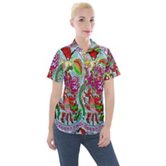 Supersonic Volcanic Splash Women s Short Sleeve Pocket Shirt