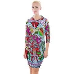 Supersonic Volcanic Splash Quarter Sleeve Hood Bodycon Dress