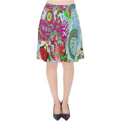 Supersonic Volcanic Splash Velvet High Waist Skirt by chellerayartisans