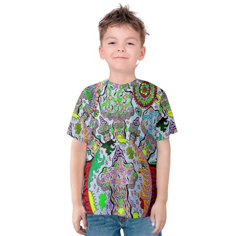 Supersonic Volcanic Mushroom Power Kids  Cotton Tee by chellerayartisans