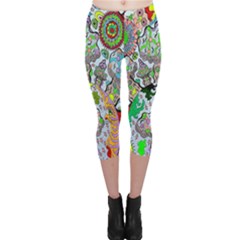 Supersonic Volcanic Mushroom Power Capri Leggings  by chellerayartisans