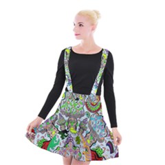 Supersonic Volcanic Mushroom Power Suspender Skater Skirt by chellerayartisans