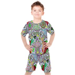 Supersonic Volcanic Mushroom Power Kids  Tee And Shorts Set by chellerayartisans