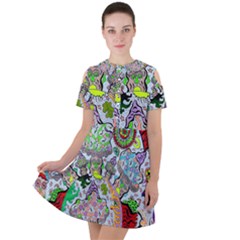 Supersonic Volcanic Mushroom Power Short Sleeve Shoulder Cut Out Dress  by chellerayartisans