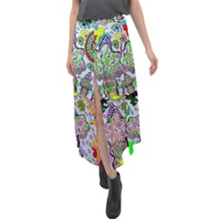 Supersonic Volcanic Mushroom Power Velour Split Maxi Skirt