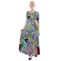 Supersonic Volcanic Mushroom Power Half Sleeves Maxi Dress by chellerayartisans