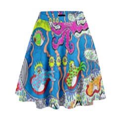 Supersonic Volcanic Fish Sonar Submarine High Waist Skirt by chellerayartisans